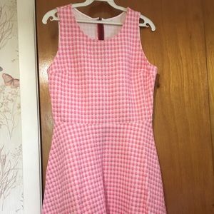Pink and white medium length dress